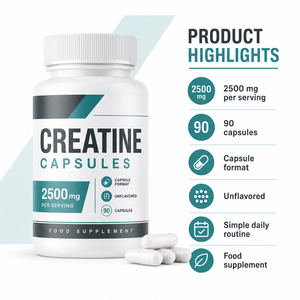 Private Label Adult Sports Nutrition <b>Protein</b> Electrolyte 5000mg Pure Pump It Micronized Monohydrate Creatine Capsules 60 GMP - Product Image 5