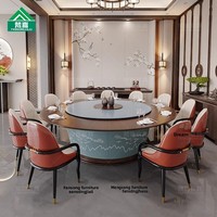 Elektrischer Drehbarer Esstisch im Neuen Chinesischen Stil mit Runder Massivholzplatte für Hotel, Privatzimmer & Restaurant-Bankettsaal