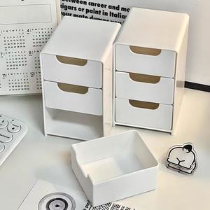 Boîte de rangement carrée moderne en plastique, miroir de bureau peu encombrant, armoire multifonctionnelle pliable pour cosmétiques et bijoux - Product Image 1