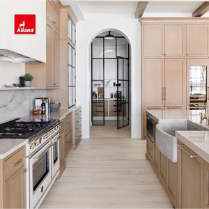 Shaker phong cách ánh sáng sồi đồng bằng cắt rạn nứt xẻ quý gỗ sồi trắng tủ bếp với màu trắng sồi đảo đồ nội thất nhà - Product Image 1