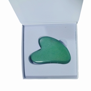 Placa de gua sha de aventurina verde natural con caja de regalo colorida, herramienta de masaje para lifting facial - Product Image 5