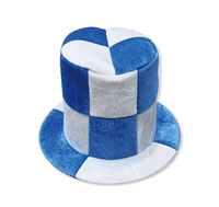 Chapeau haut à carreaux en peluche pour supporter de football, accessoire de tête pour défilé de carnaval, Halloween, cosplay, accessoire photo, fournitures de fête pour les fans de football