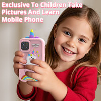 Téléphone Jouet Éducatif pour Enfants, Écran IPS 2,8 Pouces, Capteur CMOS avec Filtre MP3 MicroSD et Caméra, Apprentissage Interactif