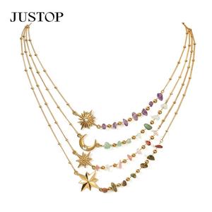 Pendentif tendance en forme de lune, perles de cristal en pierre naturelle, chaîne à maillons en acier inoxydable plaqué or 18 carats, cadeau pour femme, bijoux - Product Image 6