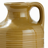 Vase en forme de carafe texturé à nervures rondes avec poignée, récipient à fleurs décoratif rustique pour la décoration de table et de la maison
