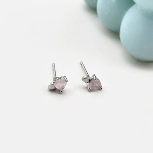 2026 Summer Cute <b>Small</b> Pink Cubic Zirconia 18K Gold Plated Heart <b>Stud</b> Earrings for Women - Product Image 4