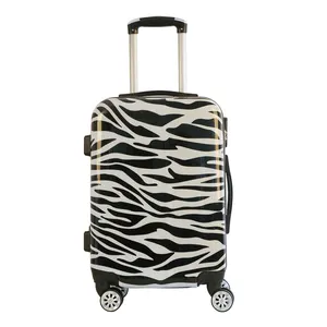 Custom Luxury Fashion Hard Case Suitcase Fashion Black White Zebra Pattern Carry On Pc Luggage Set