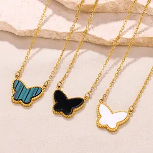 Wholesale Luxury Gold Chain Butterfly Necklace Gold Plated Stainless Steel Necklace