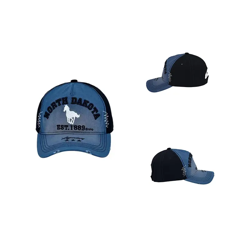 Fashion Women Man Low Profile Adjustable Polo Trucker Denim Dad Hat Cotton distressed baseball cap