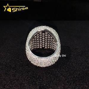 Anello da <span class=keywords><strong>Uomo</strong></span> Hip Hop Iced Out con Moissanite a Mosaico Incastonato a Contrasto, Personalizzato GRA in Argento Sterling 925 per <span class=keywords><strong>Fidanzamento</strong></span> e Matrimonio - Product Image 5