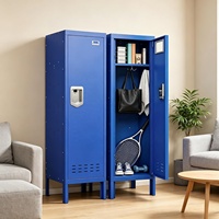 Casier de rangement scolaire en métal à porte unique verrouillable, armoire en acier robuste avec trous de ventilation pour les effets personnels des élèves