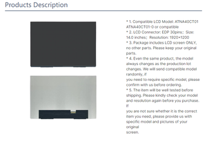LCDOLED OLED WUXGA 1920x1200 Écran LCD IPS Panneau d'affichage ATNA40CT01 ATNA40CT01-0 - Product Image 5