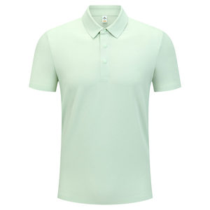 เสื้อโปโลผู้ชายสีฟ้าอ่อนสีพื้นโพลีเอสเตอร์แขนสั้นชุดทำงานสวมใส่ได้ทุกวัน - Product Image 2