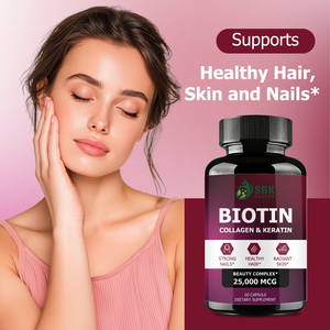 Cápsulas de Biotina de 25000mcg Hechas a Medida, Mantienen el Metabolismo Energético, Complejo de Belleza, Suplemento de Biotina para una Piel Radiante - Product Image 4