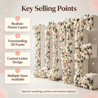 Arche florale personnalisable avec lettres et chiffres, lettres et chiffres floraux sur pied pour la décoration de mariage