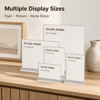 Support de signalisation en T en acrylique léger, personnalisé en usine, vente en gros, facile à assembler, support transparent pour prospectus et cadre photo pour la décoration intérieure