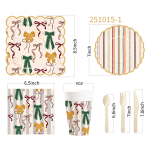 DAMAI - Juego de Vajilla Desechable con Diseño de Nudos para Fiestas, Platos de Papel para Postre, Vasos, Servilletas, Decoración para Fiestas de Niñas - Product Image 5