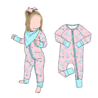 Vente en gros de barboteuse en bambou pour bébé avec bavoirs de couleur unie pour nouveau-né enfant en bas âge
