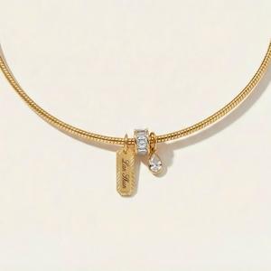 Collar de Acero Inoxidable Personalizado con Dije y Logotipo Grabado, Zirconia Cúbica 5A, Impermeable e Hipoalergénico - Product Image 1