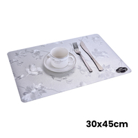 Napperons Métalliques RNPT en PVC 30x45cm Rectangulaires Argentés à Motif Floral Coins Arrondis pour Tables de Restaurant d'Hôtel