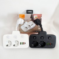 Multiprise ronde standard UE pour l'Espagne et l'Allemagne avec 2 prises CA, 3 USB, 1 Type-C, 110V 220V 250V, protection enfant