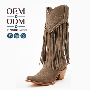 CHENO <span class=keywords><strong>Stivali</strong></span> da Cowboy Western in Camoscio con Frange Personalizzabili all'Ingrosso, <span class=keywords><strong>Stivali</strong></span> da Cowgirl con Nappe per Donne - Product Image 2