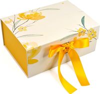 Boîte d'emballage jaune avec impression, fermeture magnétique, couvercle à rabat, boîte de rangement pour cosmétiques, maquillage, chaussures, emballage pliable pour vêtements