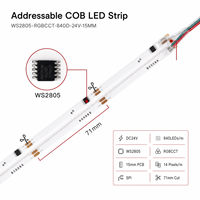 Bande LED COB adressable WS2805 RGBCCT DC24V 840 LED/m, PCB 15mm, 14 pixels/m, SPI, couleur de rêve, ruban lumineux linéaire flexible