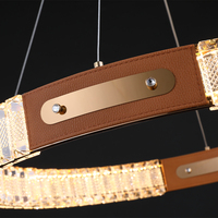 Lustre suspendu moderne et créatif, luminaire d'intérieur de luxe, anneau de cristal, éclairage LED en forme d'anneau pour plafond