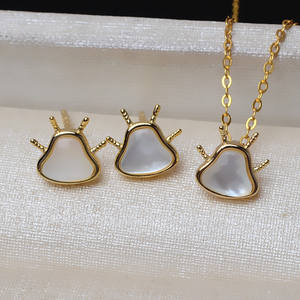 Pendentif en argent S925 Patte de chat et empreinte de patte Ensemble de bijoux fins DIY avec perle de 3,5 à 4 pieds 3219 Accessoire en nacre pour mère - Product Image 1