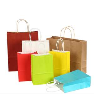 Sacs en papier kraft pour emballages cadeaux, sacs d'achat, sacs en papier kraft, logo personnalisé, impression de marque, brun, noir, blanc, fabrication en gros, pas cher - Product Image 1