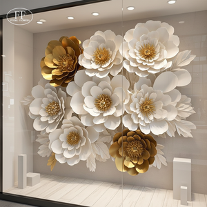 Arte de Pared de Flores de Papel Artificiales Hechas a Mano para Decoración de Fondo de Bodas y Cumpleaños, Restaurante, Hotel, Exclusivo de Fábrica - Product Image 3