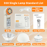 SIMEPIX D30 30W 2500-6500K Lampe LED portable à batterie avec contrôle par interrupteur, température de couleur réglable 5V