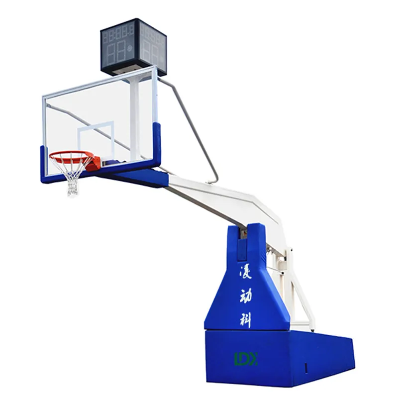 Certificering Fiba Elektrische Hydraulische Vouwen Basketbal Hoepel Stand Voor Wedstrijden En Training