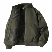 Blouson bomber pour homme à col montant, doublé polaire, fermeture éclair, chaud pour l'hiver, avec poignets et ourlet côtelés