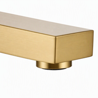 Robinet de lavabo en acier inoxydable 304 brossé doré à poignée unique, colonne carrée, montage sur comptoir, pour salle de bain, qualité supérieure
