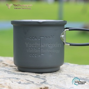 Olla portátil de aluminio para acampar de 400 ml con estufa de alcohol integrada para cocinar al aire libre - Product Image 2