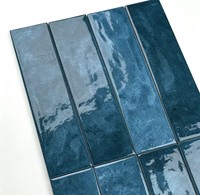 Carrelage long en porcelaine brillante de style moderne français 75x300mm, glaçure bleu océan, résistant aux acides, pour murs et sols extérieurs de cuisine et salle de bain
