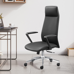 Silla de Oficina Ergonómica Ejecutiva, Respaldo Alto, Cuero PU, Giratoria, Soporte Lumbar Ajustable, Función de Inclinación, Ruedas, para Jefes - Product Image 1