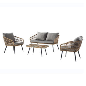 इनडोर आउटडोर 5 सीटर कोने अर्धवृत्ताकार फूल सफेद पक्षी पिंजरे के फर्नीचर प्राकृतिक गन्ना रतन गार्डन सोफा - Product Image 4