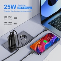 HNT 25W USB A+C Pengisi Daya Ganda Portabel Pengisi Daya Cepat dengan Kabel 2M 3A Tipe C ke C untuk Samsung Galaxy S25 S24 S23 S22/S22 Ultra