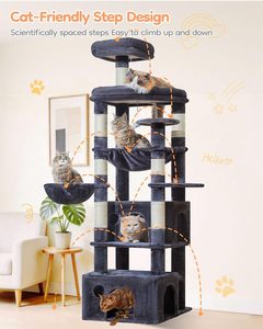 Cat Tree <b>Tower</b> Condo <b>Play</b> House Cat Scratcher Furniture Flannel Hemp Rope Funny Design Easy Assembly - Product Image 3