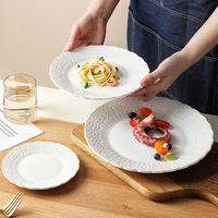 Assiette en céramique moderne en relief de style européen, créative pour gâteau de ménage, Dim Sum Western Food Steak Petit-déjeuner pour hôtels