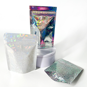 Tùy chỉnh chết cắt Túi với dây kéo khóa thực phẩm túi bao bì mùi bằng chứng đứng lên đặc biệt hình nhựa Holographic bao bì túi - Product Image 3