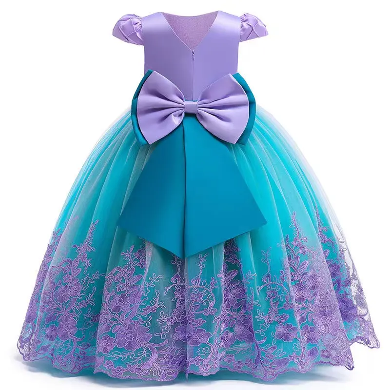 Costume de princesse sirène Ariel pour fille, robe de luxe avec broderie pour fête d'halloween et carnaval