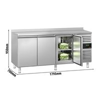 Mesa de Preparación Refrigerada Gastro GGM ECO-1795x700mm-Tres Puertas-Borde Elevado-Descongelación Automática-+4C +10C-A+++ Energía R600a
