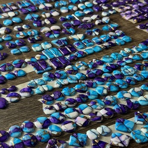 Pares únicos de piedras preciosas de ladrillo compuesto de lavanda azul, cabujones sueltos a juego para hacer joyas, pendientes, collar, colgante artesanal - Product Image 1