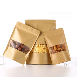 Food Candy <b>Pouch</b> Stand up Ziplock Pound Mylar Bag <b>Zip</b> Lock <b>Pouch</b> Packaging Brown Paper Kraft Bag with Clear Window - Product Image 4