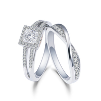 MSR-1492 PT950 avec 0.5CT D VVS1 princesse coupe laboratoire cultivé diamant empilable bague de fiançailles pour femme bon prix