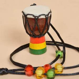 Nouveau pendentif <span class=keywords><strong>Djembé</strong></span> miniature en bois massif fait main, exquis, pour la décoration de la maison, l'éducation musicale précoce des enfants, cadeau musical - Product Image 6